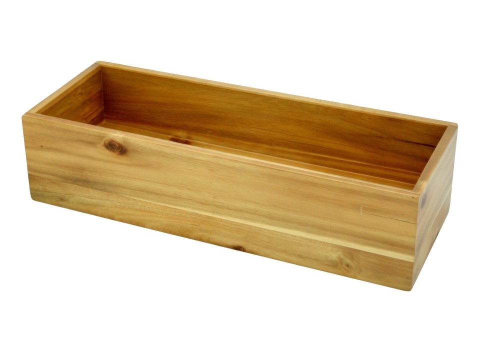 Acacia Wood Rectangular Desk Organizer - Versatile Storage Solution